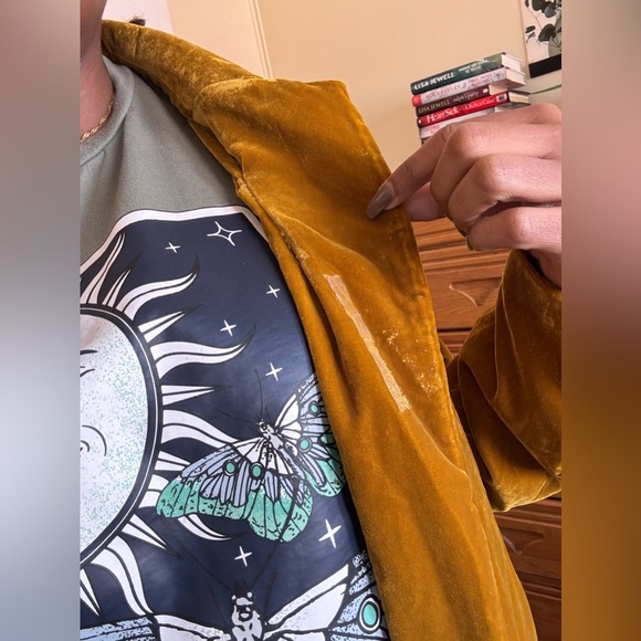 STAUD Madden Velvet Blazer In Ocher Size L - Picture 13 of 13